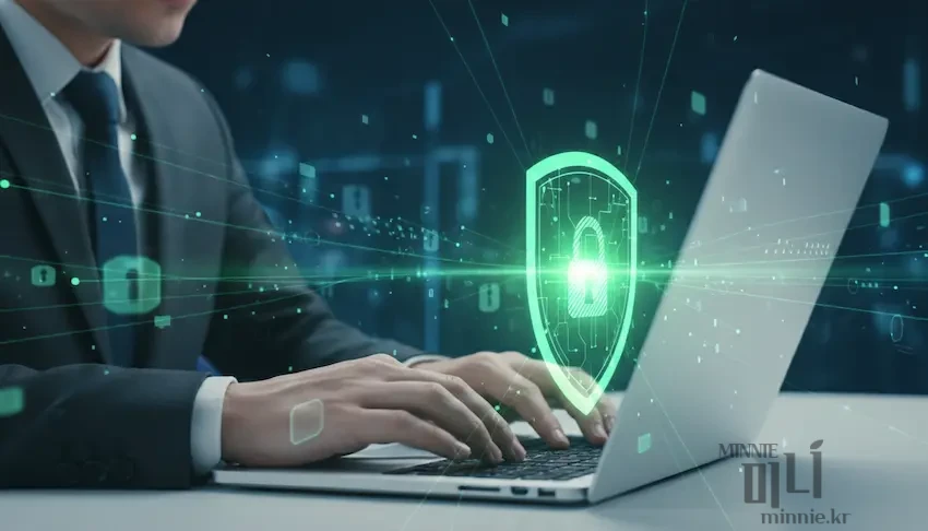 스마트폰을 이용해 구글이나 네이버 계정의 2단계 인증 승인을 진행하고 해킹을 방지하는 보안 설정 화면 이미지